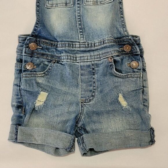 Lucky Brand Girls Shortalls Short Overalls Distressed Size 3T - Picture 2 of 7